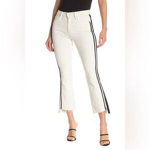 MOTHER Insider Crop Step Fray in Whipping The Racer White with Black Stripe 26